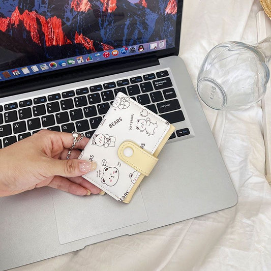 Cute girly soft and adorable sweet little rabbit print short student wallet card holder multifunctional cartoon coin purse for women