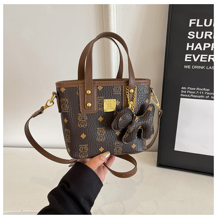 Fashion Printed Portable Vegetable Basket Bag Women's New Western Style All-Matching Shoulder Bag Cute Crossbody Bag