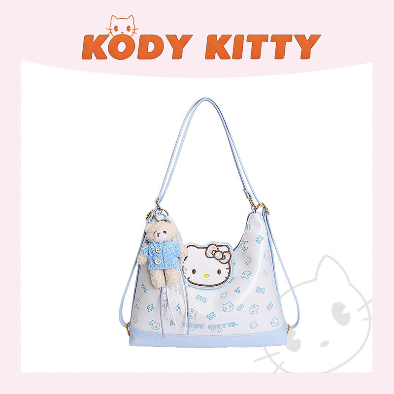Cute Kitty Shoulder Bag Large Capacity Soft Pu Material Everyday Joker Fresh Sweet Style Tote Bag