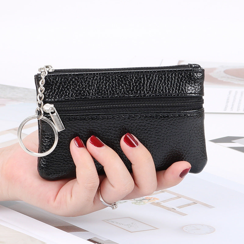 Authentic Leather Tactile Feel Coin Purse Female Small Mini Short Zip Key Bag Simple Coin Coin Pocket