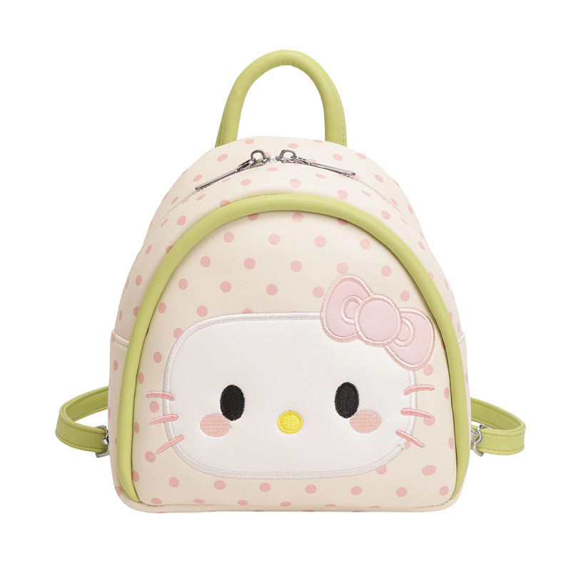 Cute Hello Kitty Backpack with Polka Dot and Checkered Design, Fashionable Kawaii Style for Daily Use and Outings