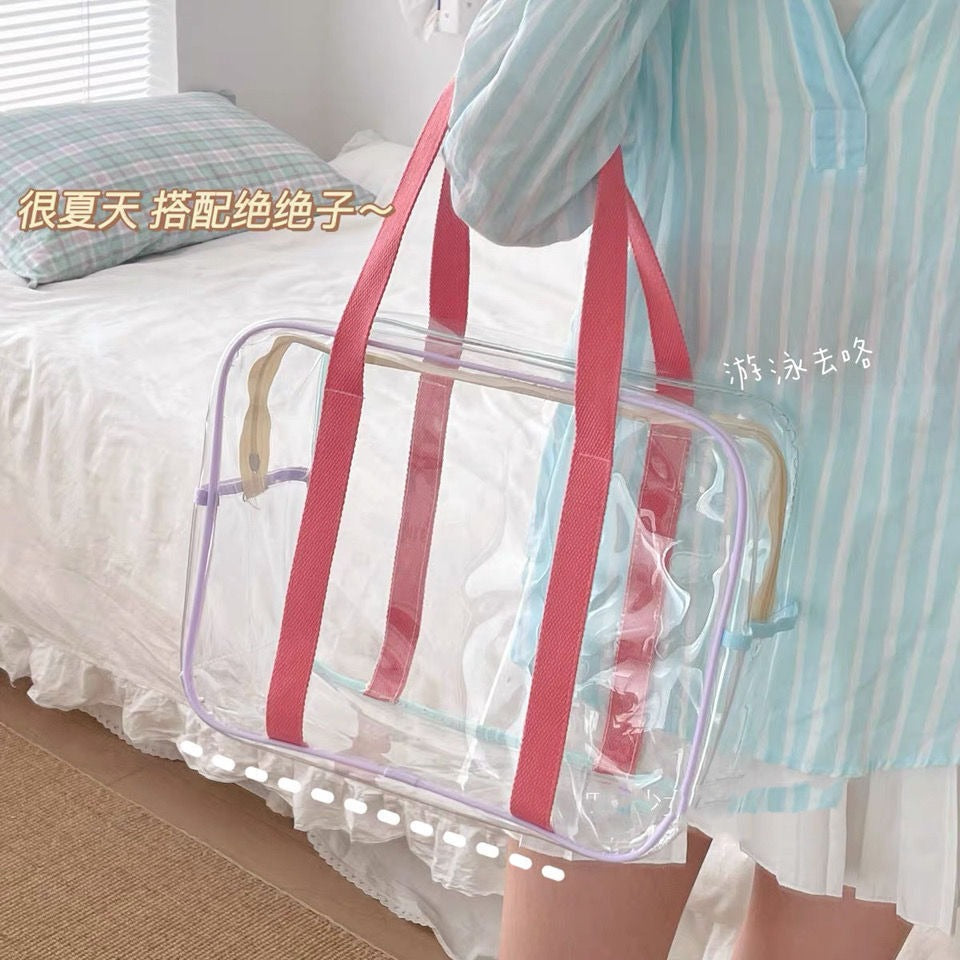 Transparent Waterproof PVC Travel Storage Bag for Clothes, Toiletries, and Baby Essentials - Perfect for Swimming, Beach, and Daily Use