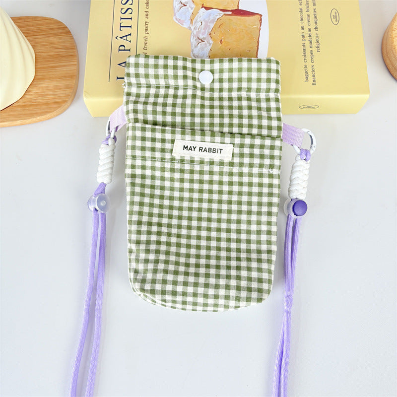 Girly Style Plaid Mobile Phone Fashion Messenger Bag Large Capacity Daily Versatile Small Square Bag