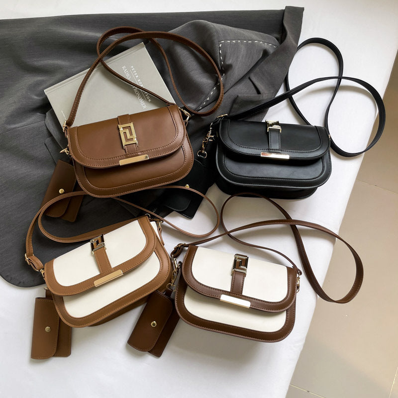 Simple Retro Patchwork Small Square Bag Women's Summer New Good-looking Fashion Korean Style Western Style Shoulder Messenger Bag