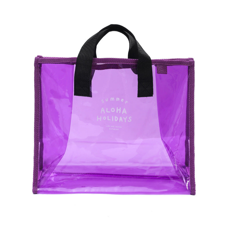Transparent PVC Beach Tote Bag for Swimming and Travel - Waterproof, Fashionable, Multi-Functional Storage Bag with Summer Design