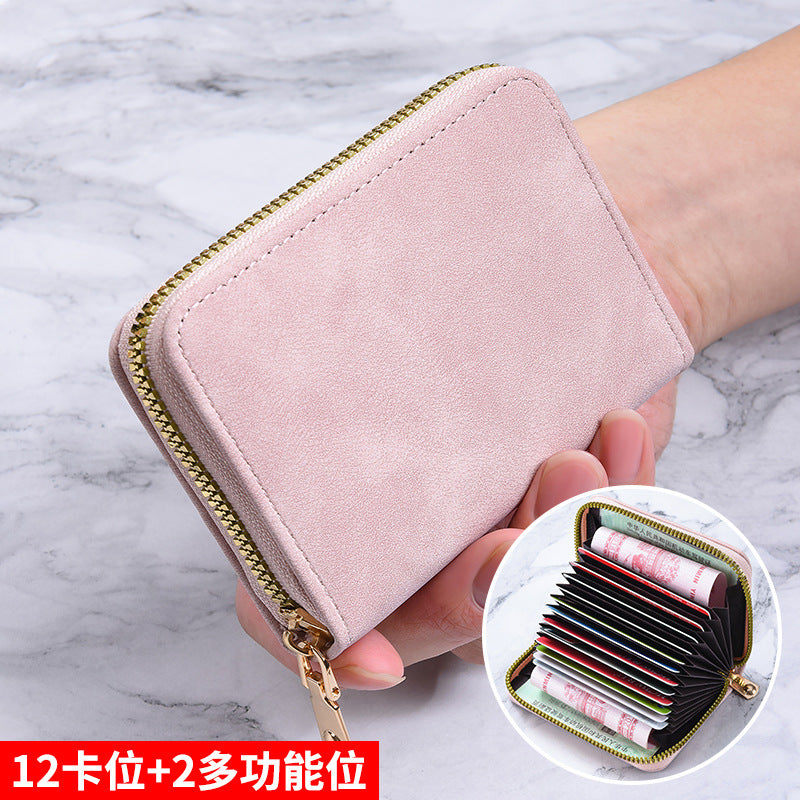 Women's Wallet Anti-Degaussing Expanding Card Holder 18 Card Position Zipper Coin Purse Daily Multi-Functional Credentials Storage