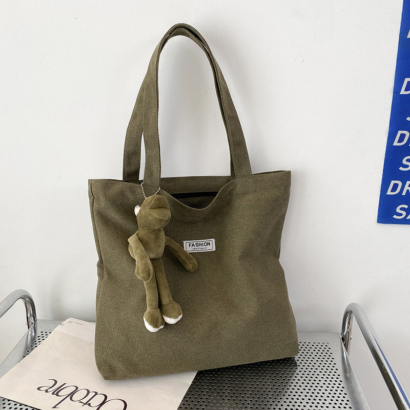 Stylish Oversized Tote Bag for Women, Thick Washed Canvas with Fashion Logo Patch, Perfect for Daily Commute and Shopping