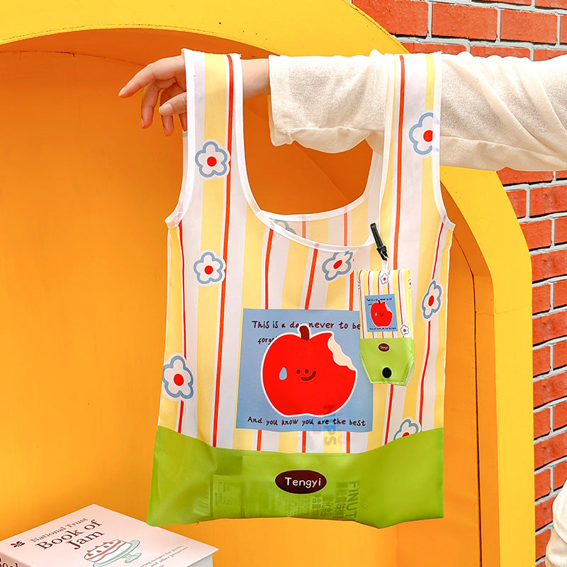 Foldable Large Capacity Shopping Bag Women's Portable Environmental Protection Supermarket One Shoulder Strong Durable Portable Cloth Bag