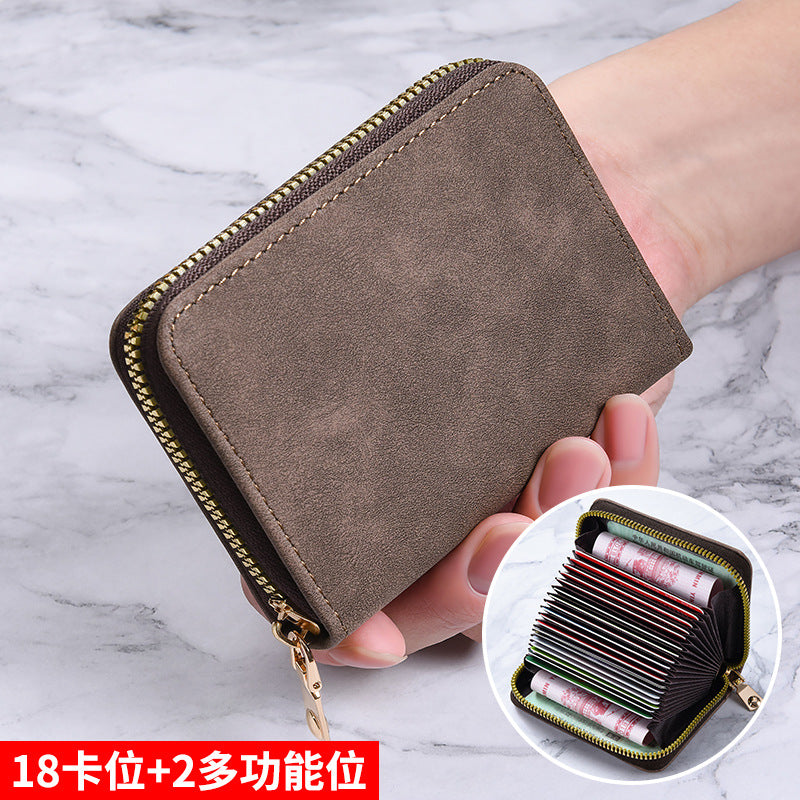 Women's Wallet Anti-Degaussing Expanding Card Holder 18 Card Position Zipper Coin Purse Daily Multi-Functional Credentials Storage
