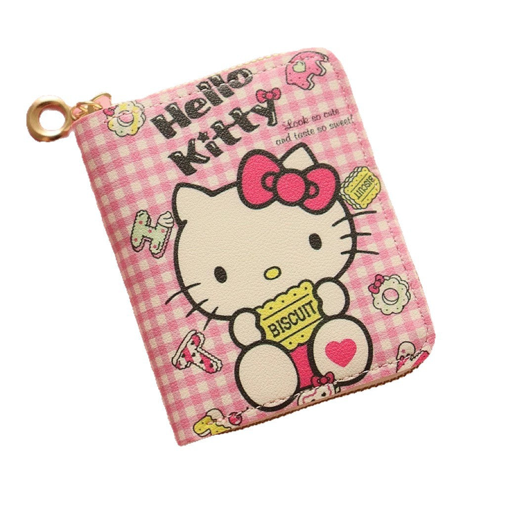 Cartoon Hellokitty Girls' Bank Card Coin Bag Coin Pocket Mini Cute Zipper Creative Small Wallet