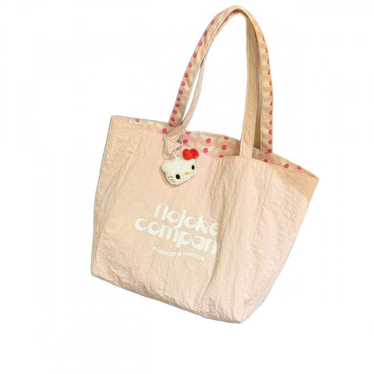 Cute Hello Kitty Tote Bag with Polka Dot Design and Large Capacity for Daily Use and Travel