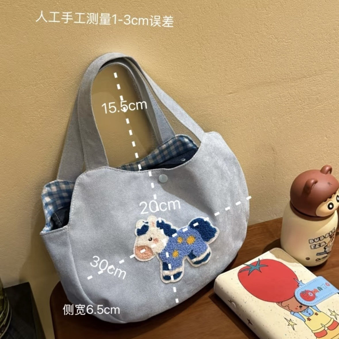 Cute Original Embroidered Mini Horse Tote Bag for Daily Use, Cartoon Design with Soft Canvas Material