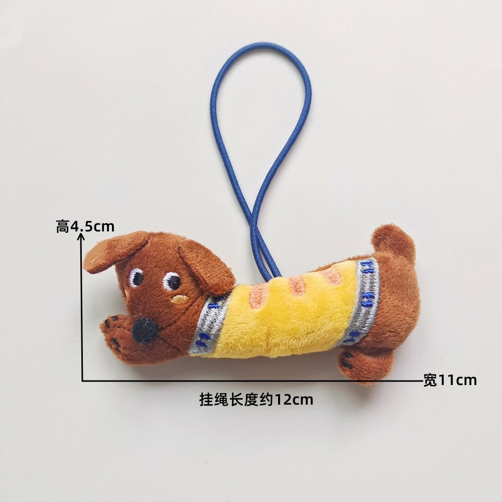Cute Cartoon Dachshund Plush Keychain for Bag and Phone Decoration, Handmade Soft Toy with Stitched Details
