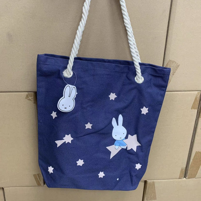 Stylish Canvas Tote Bag with Pom-Pom Details, Foldable Shopping Bag for Everyday Use