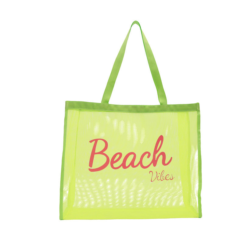 Voile Tote Bag Transparent Shopping Bag Swim Bag Nylon Mesh Letter Large Capacity Beach Bag