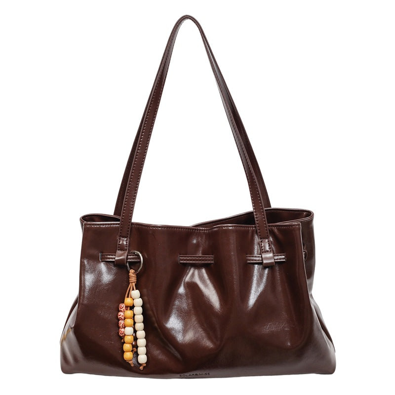 2025 New Fashion Women's Large Capacity Tote Bag with Retro Charm, Stylish Shoulder Bag for Daily Commute and Casual Wear
