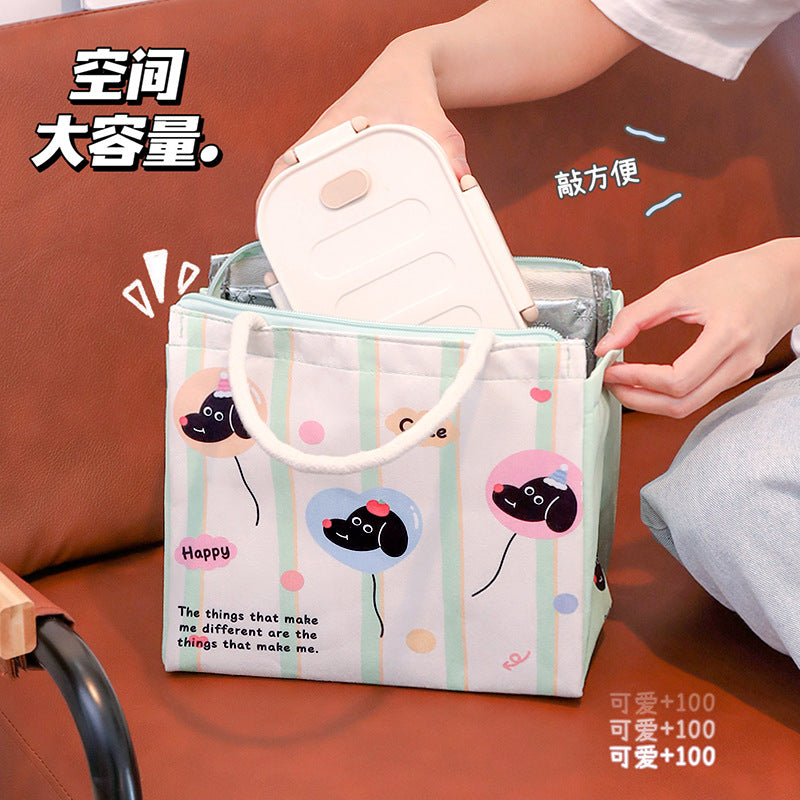 Cute Cat Design Insulated Lunch Bag with Large Capacity for Office and School Use