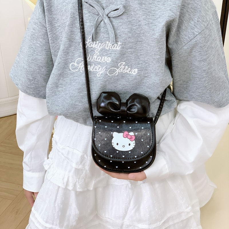 Children's Bags New Cartoon Cute Bow Mini Coin Purse Cat Printing Boys and Girls Messenger Bag