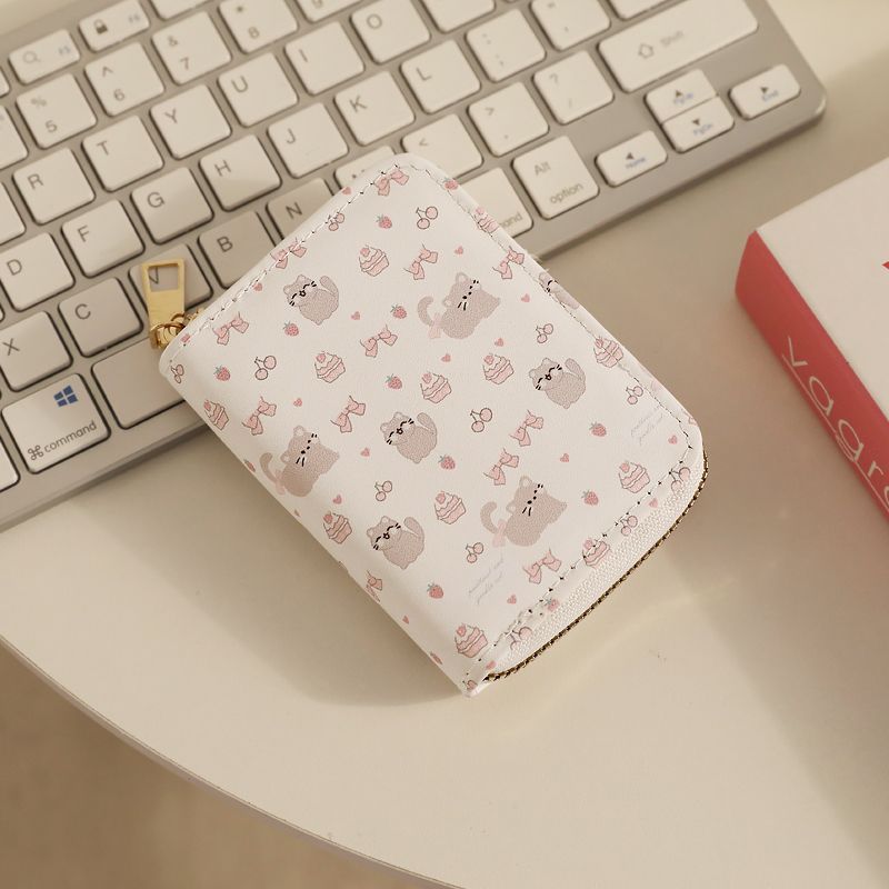 Cute Animal Print Card Holder for Women, Slim Multi-Card Wallet with Waterproof PU Material, Perfect for Daily Use and Driving License Storage