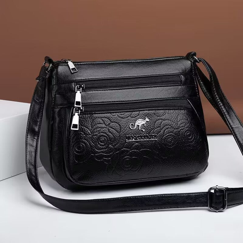 Stylish PU Crossbody Bag with Kangaroo Logo, Casual Everyday Shoulder Bag for Men and Women