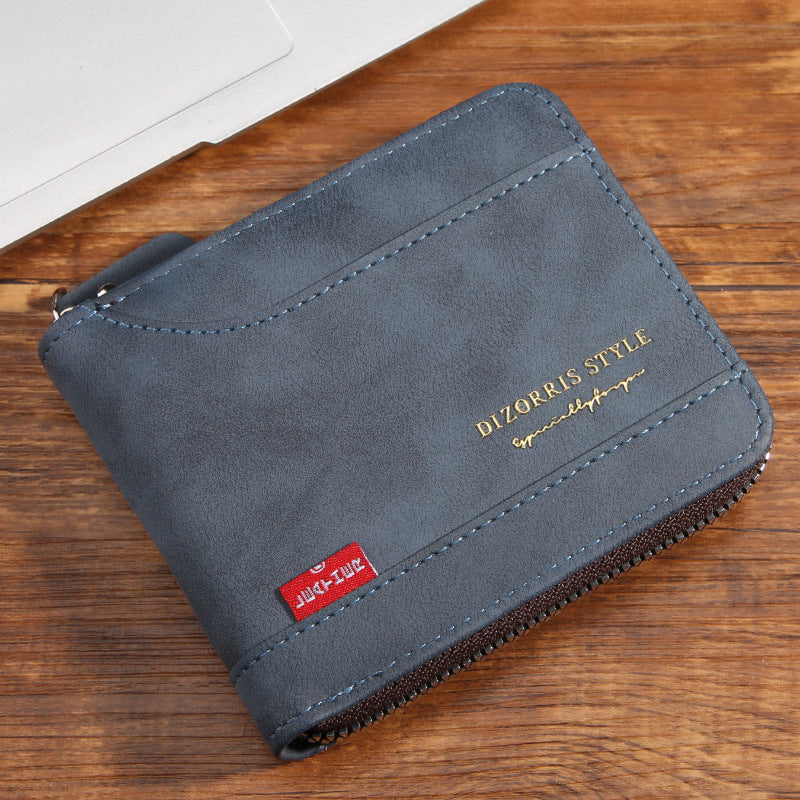 Retro PU Leather Men's Wallet with Zipper and Expandable Design for Daily Use