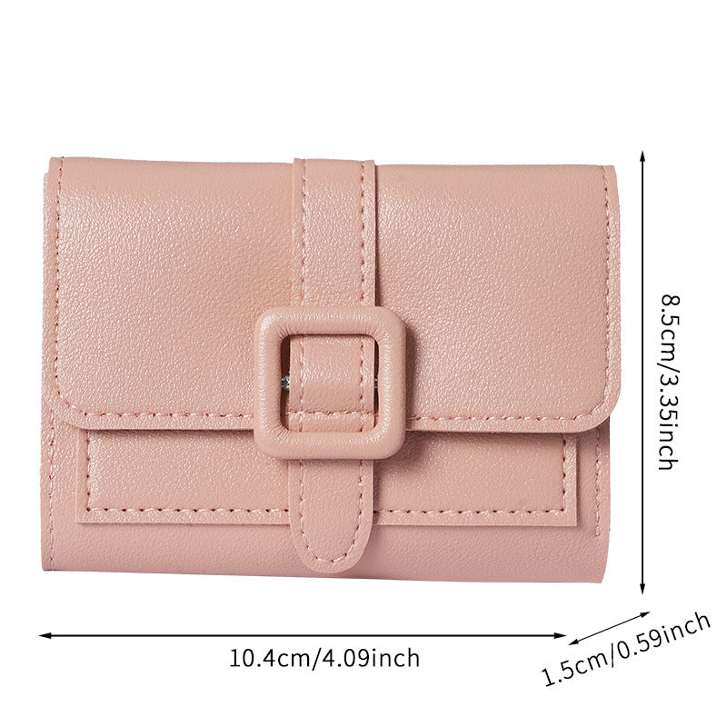 2025 New Women's Compact Wallet with Buckle Design, Minimalist Korean Style, Perfect for Daily Use and Student Fashion