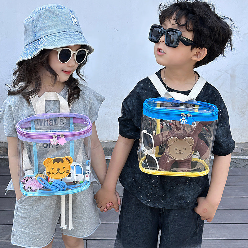 Cute Transparent Kids Backpack with Rabbit Design, Waterproof and Lightweight for Daily Use and Beach Outings