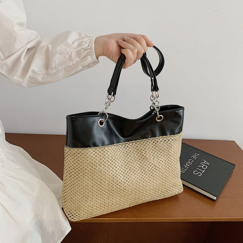 Tote Bag Female Personality All-Matching Weaving Large Capacity New Holiday Outing Premium Shoulder Bag