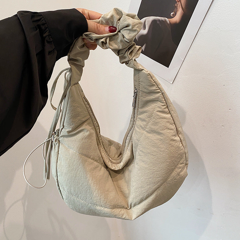 Dumpling Bag Women's Casual New Simple and Lightweight Large Capacity Student Class Commuter's All-Matching Shoulder Messenger Bag