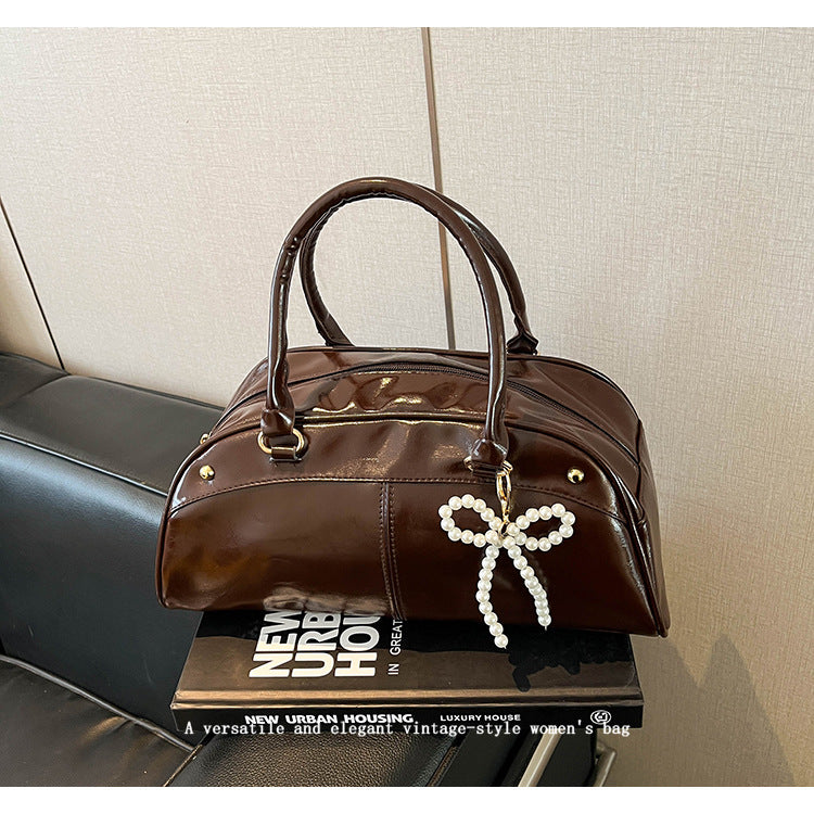 Bowling Bag Women's Fashionable Spring New Korean Style Large Capacity Commute Leisure Shoulder Underarm Handbag