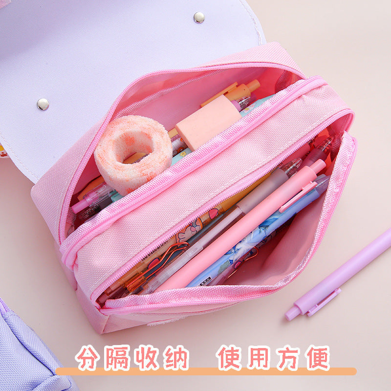 Cute Kawaii Pencil Case with Sweet Donut Charm and Multiple Compartments for Students