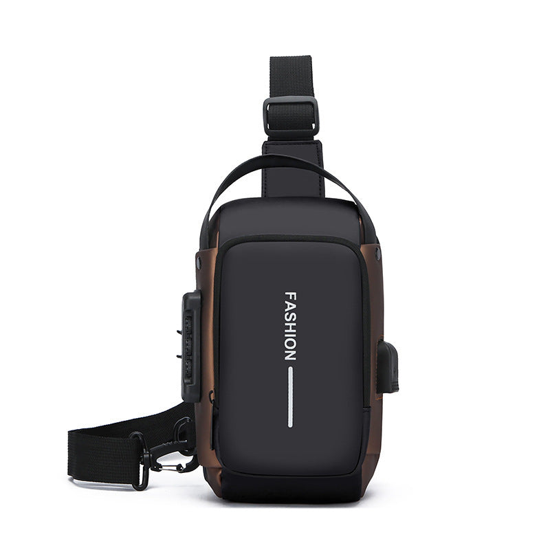 Men's Messenger Bag Waterproof Password Lock Chest Bag Men's Large Capacity Commuter Travel Crossbody Shoulder Bag