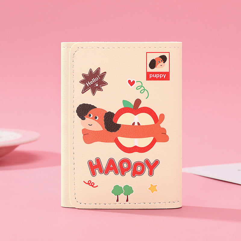 New Portable Wallet Small Large Capacity Three Fold Female Cute Cartoon Mini Purse Student Short Wallet Niche