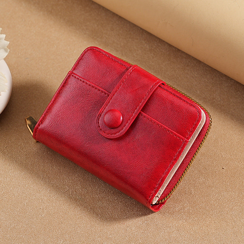 Minimalist Women's Wallet with Snap Closure and Coin Pocket, Stylish PU Leather Compact Design for Everyday Use
