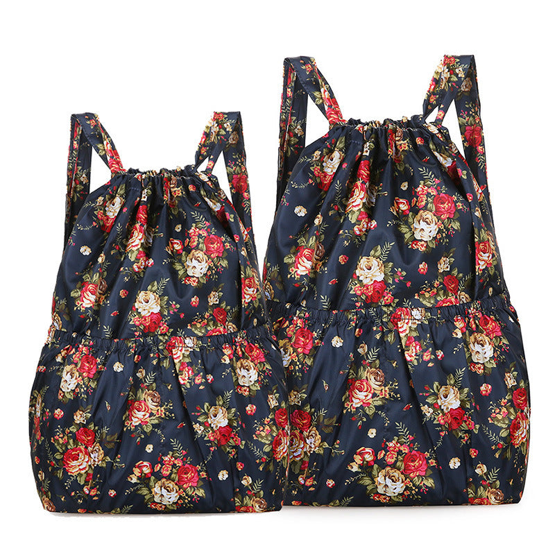 Women's Backpack Fashion Drawstring Backpack Hot Air Balloon Printing Lightweight and Large Capacity Suitable for Daily Travel