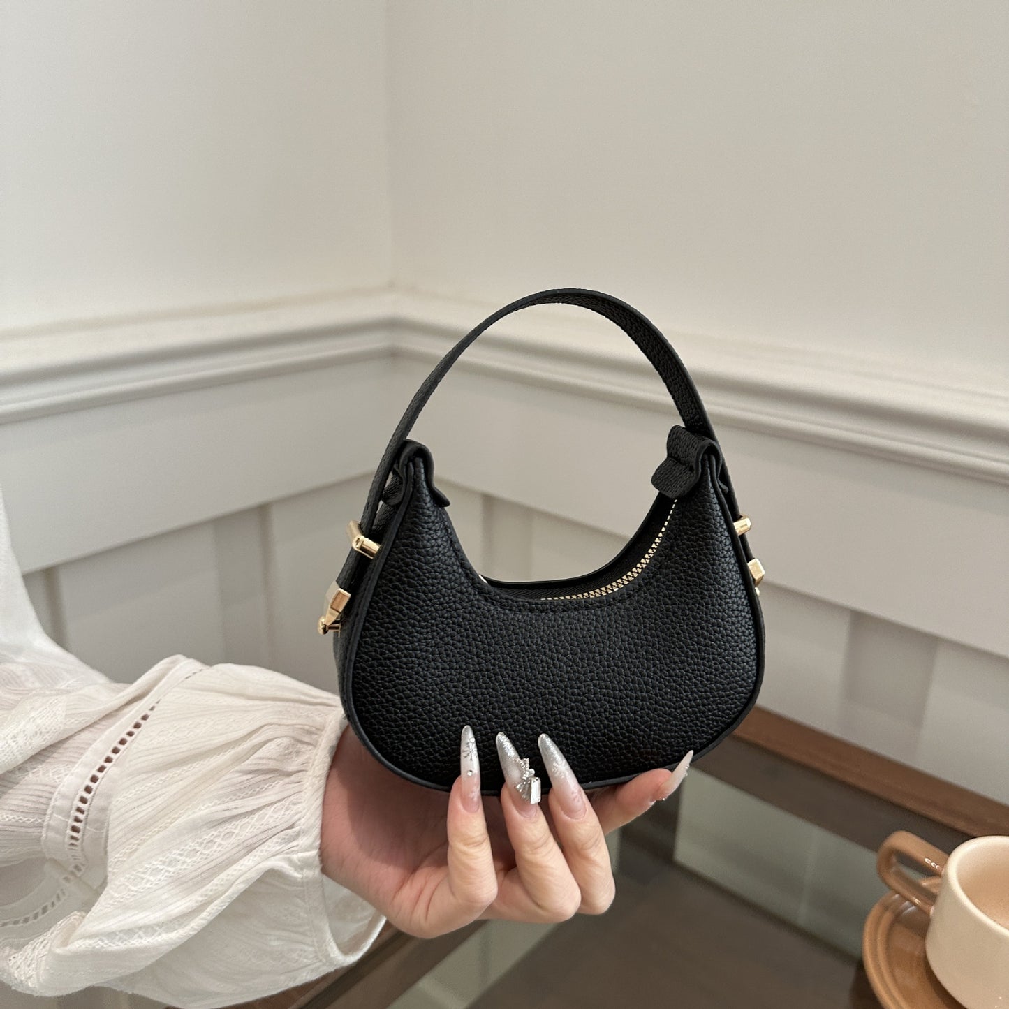 New European and American Minority Fashion Lychee Pattern Mini Handbag Advanced Texture Selenodont Bag Lipstick Pack