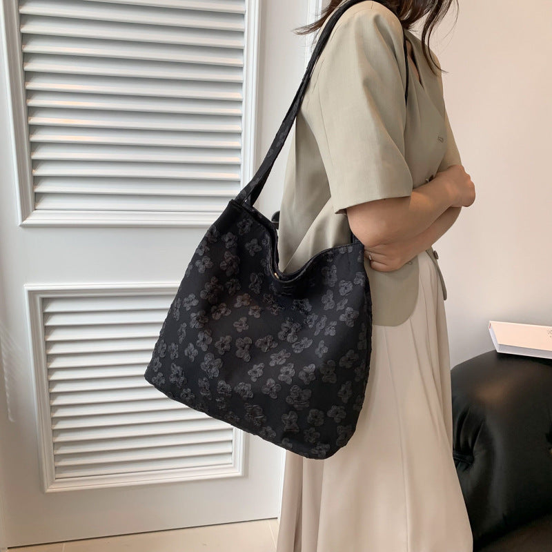 Canvas Bag Women's Summer New Simple Fairy Flower Lace Portable Literary Shoulder Bag