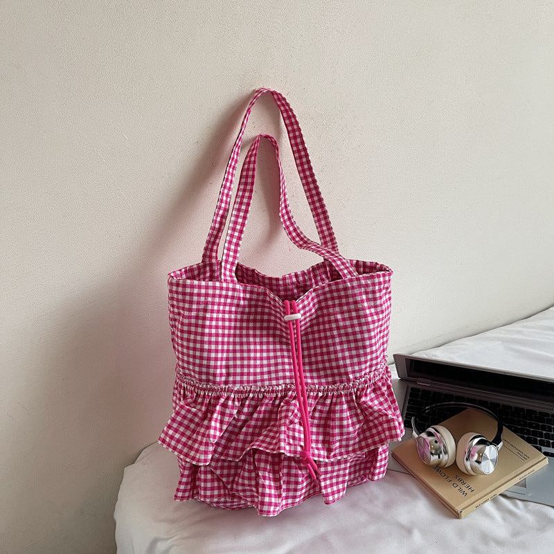 Tote Cloth Bags Women's New Commuter Plaid Fashion Simple Large Capacity Shoulder Bag