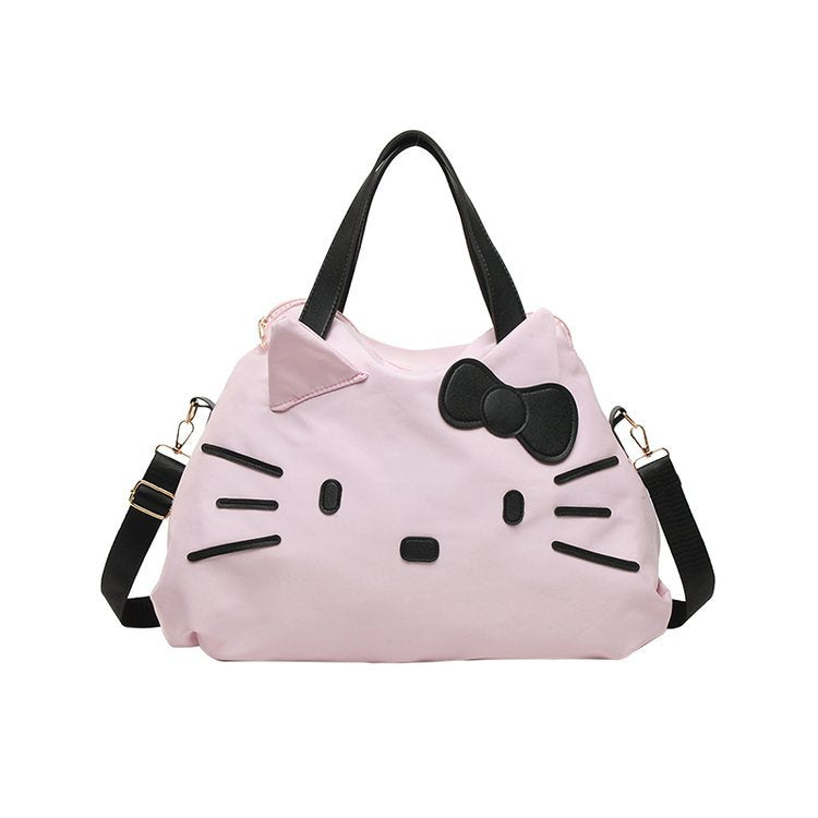 Hello Kitty Style Travel Bag for Women, Large Capacity Hand Carry Tote with Cute Cat Design and Adjustable Shoulder Strap