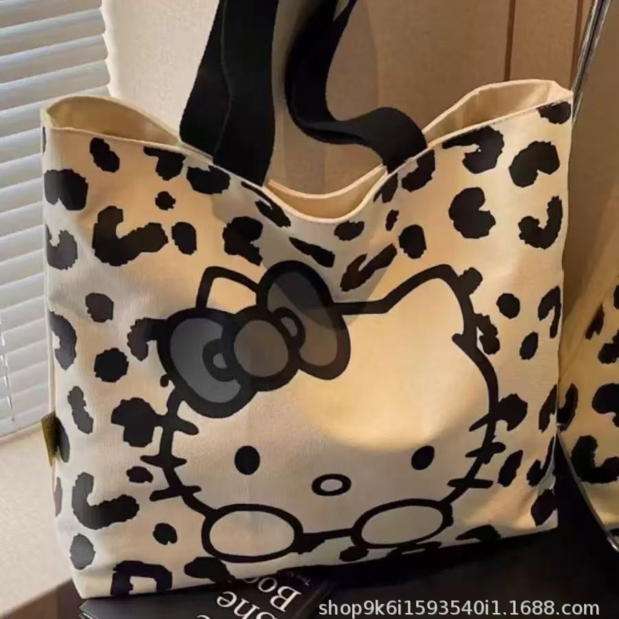 Cartoon Canvas Bag Women's All-Match Shoulder Commuter Tote Large Capacity