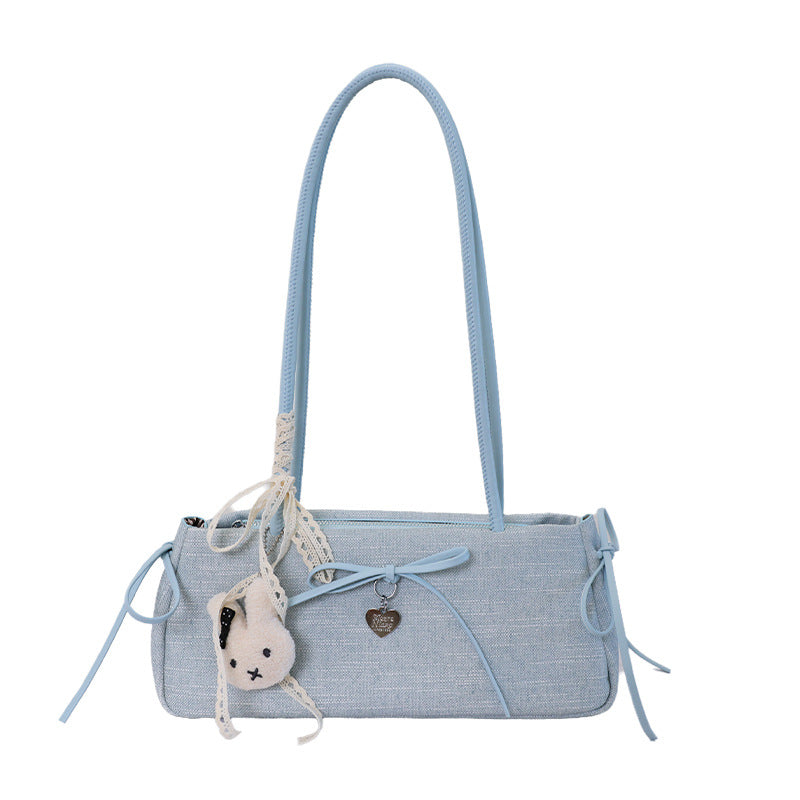 Cute Korean Style Crossbody Bag with Bow Detail for Women, Soft PU Material, Minimalist and Sweet Design Perfect for Daily Use