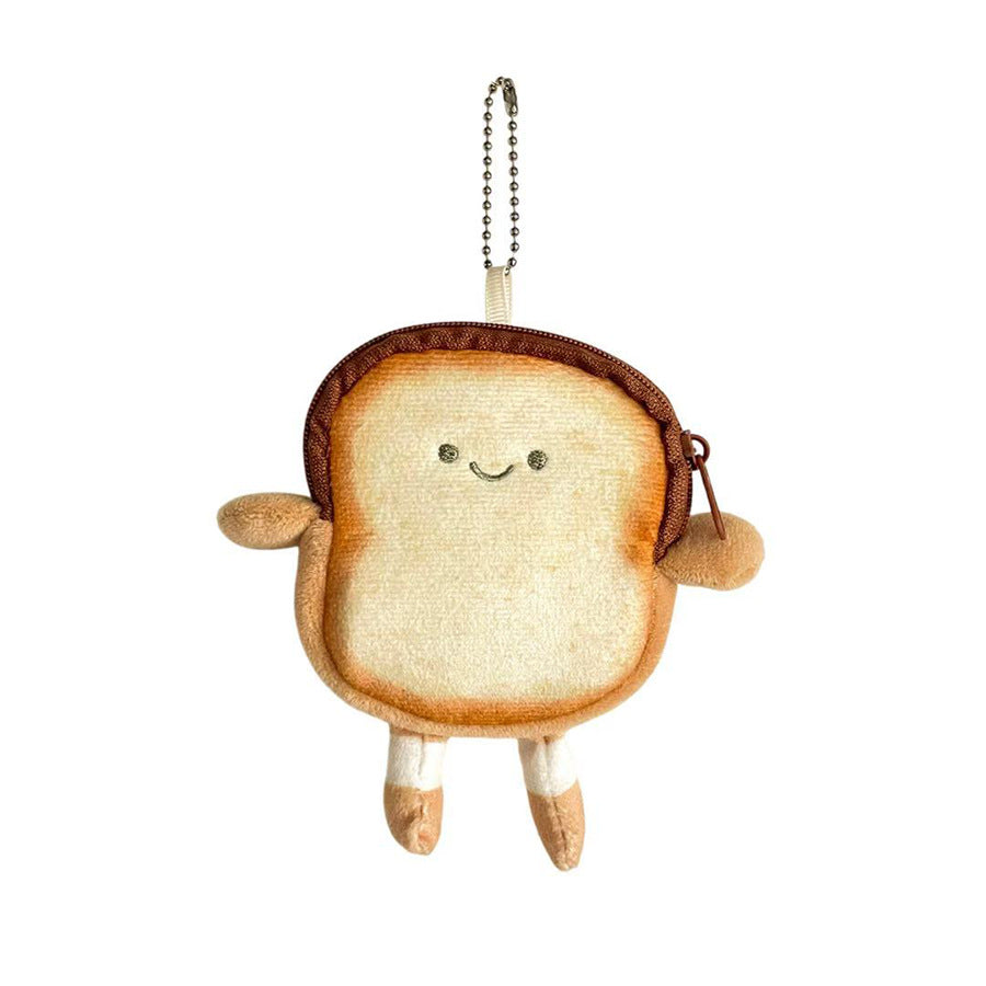 Cartoon Sliced Toast Mini Coin Purse Butter Plush Wallet Children Coin Bag Headset Storage Bag