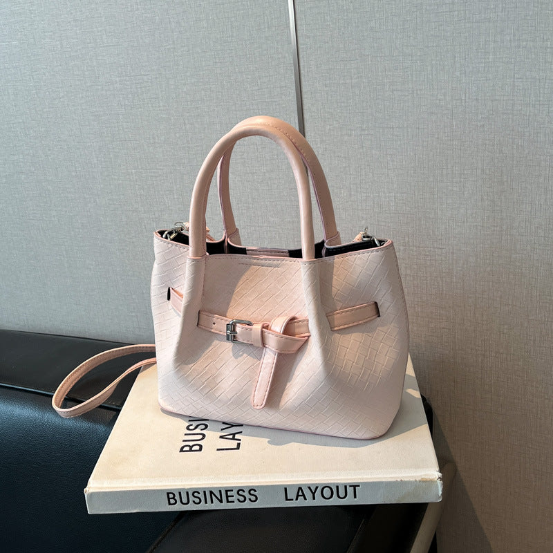 2025 Spring Summer Trendy Women's Tote Bag with Woven Texture and Magnetic Closure, Urban Minimalist Style for Daily Use
