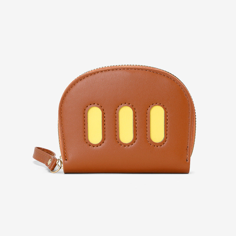 Cute Cat Design Zipper Wallet for Women and Men, Fashionable Card Holder with Pull Strap, Perfect for Daily Use