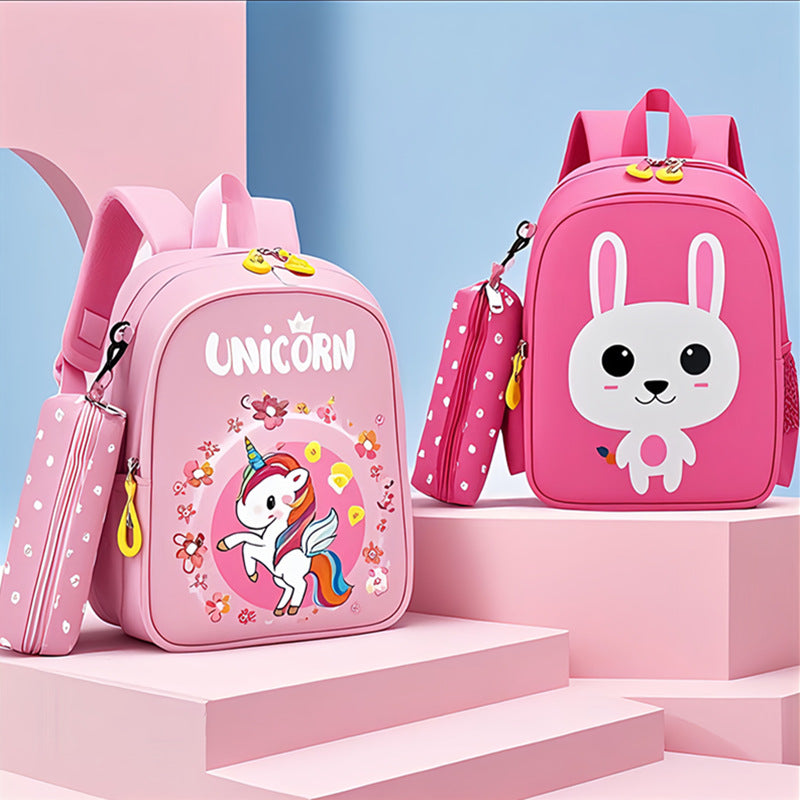 Cute Unicorn Backpack for Kids with Pencil Case - Lightweight School Bag for Preschool Girls