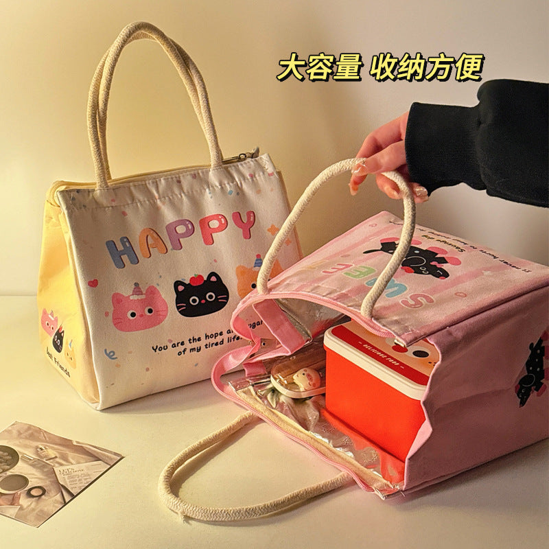 Tote Bag Good-looking Lunch Bag Female Cute Student Lunch Box Bag Rice Bag Insulated Lunch Box