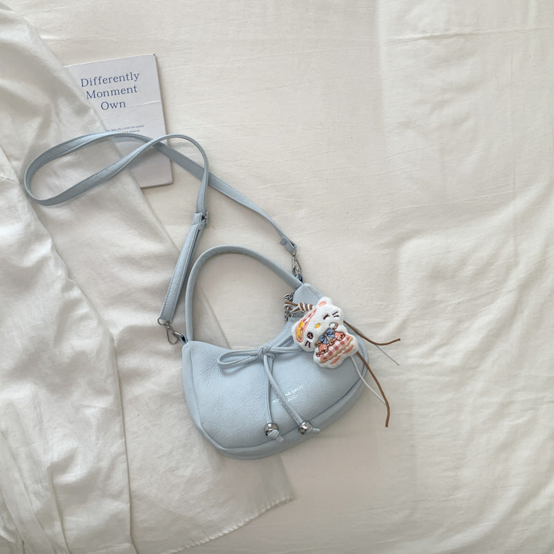 Chic Bow Detail Crossbody Bag 2026 Spring New Vintage Shoulder Bag for Women with Cute Charm and Practical Inner Pocket