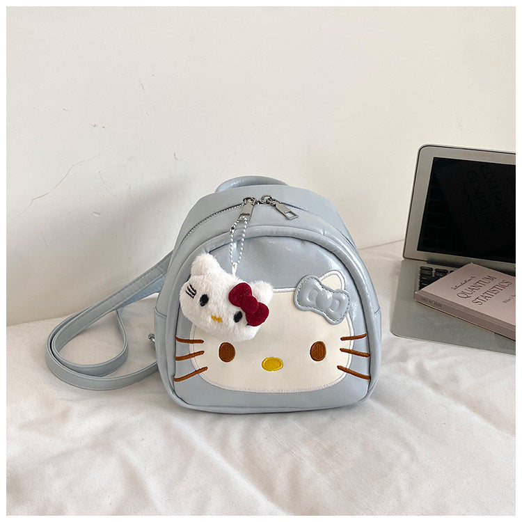Cute Kitty Small Backpack for Girls Cartoon Backpack Japanese and Korean Style Cute Design with Bow Pendant Essential for Daily Travel