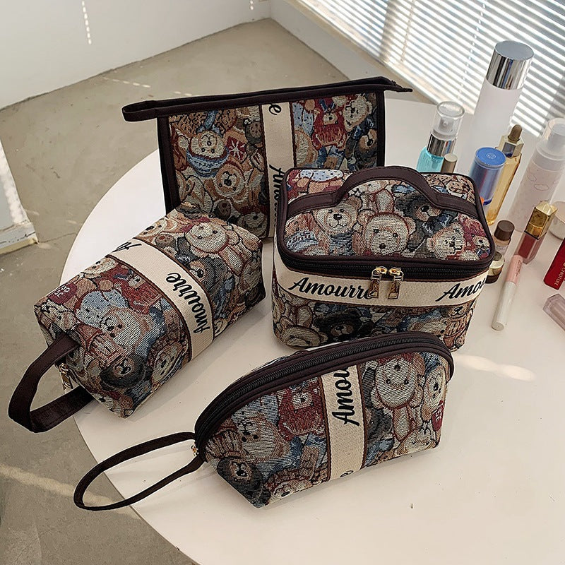 Cosmetic Bag Female Cartoon Bear Large Capacity Portable Good-looking Travel Skincare Storage Bag