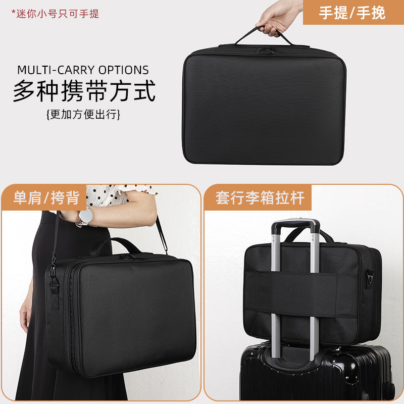 Large Capacity Portable Cosmetic Makeup Case with Multiple Layers and Brush Organizer for Travel and Home Use